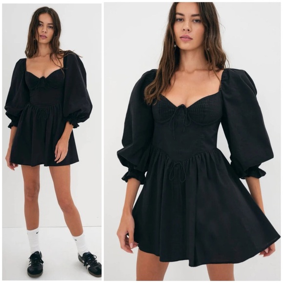 For Love & Lemons Ruth Mini Dress in Black SZ S - Picture 1 of 10